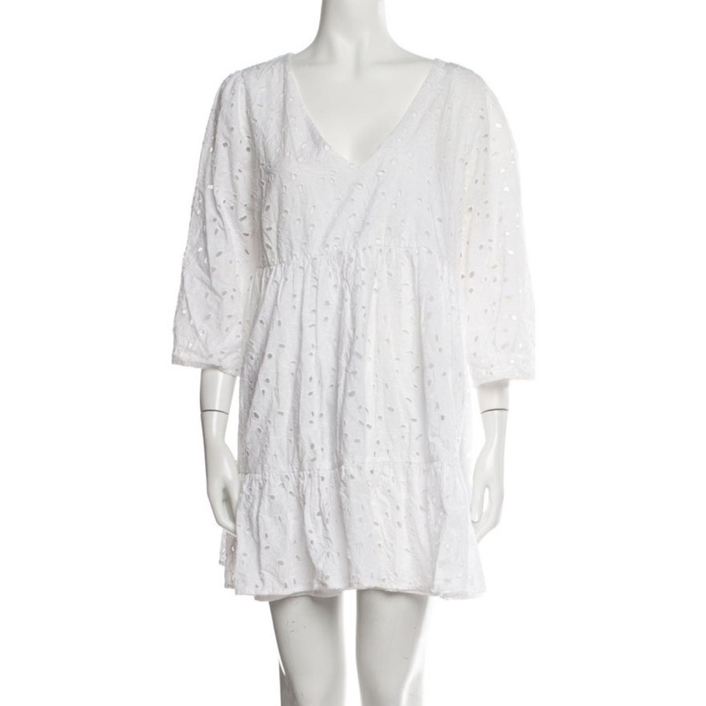 Sezane White Eyelet Mini Dress